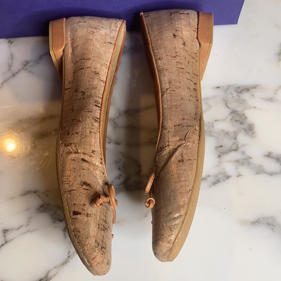 Stuart Weitzman Stringon Metalic Cork Ballet Flats - Picture 5 of 7